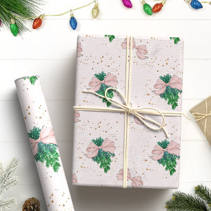 Festive Blush Pink Glitter Christmas Wrapping Paper