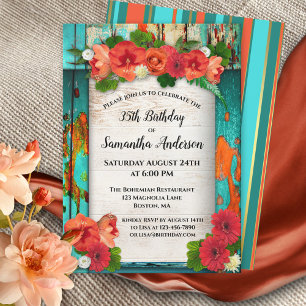 Festive Bohemian Floral Birthday Invitation