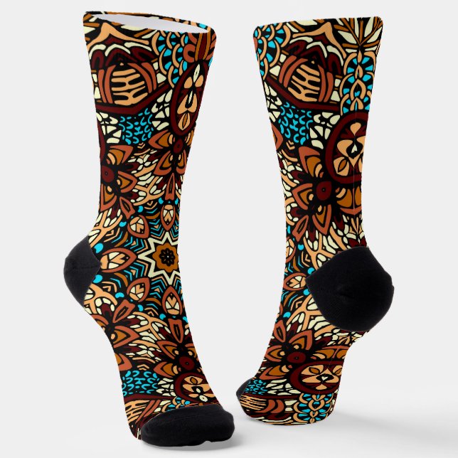 Festive Bohemian Mandala  Socks (Angled)
