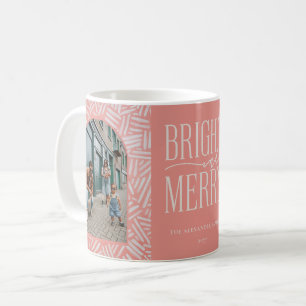 Festive Boho Pattern 2 Photo Family Holiday Coffee Mug