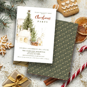 Festive Boho Vintage Merry Christmas Party Invitation