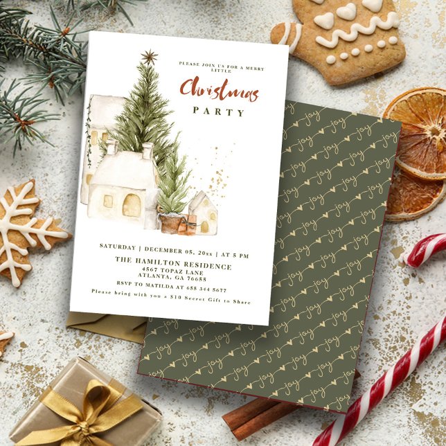 Festive Boho Vintage Merry Christmas Party Invitation (Creator Uploaded)