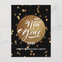 Festive Bokeh Gold Confetti Elegant Black Business
