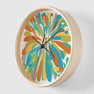 Festive Bold Colourful Chrysanthemum Floral Gifts Wall Clock