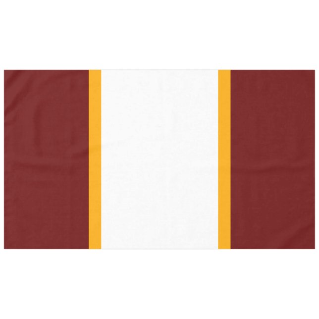 Festive Bold Deep Red White Yellow Racing Stripes Tablecloth (Front (Horizontal))