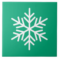 Festive Bold White Nordic Snowflake On Green Blue
