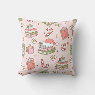 Festive Books and Candy Canes Cushion