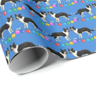 Festive Border Collies Wrapping Paper