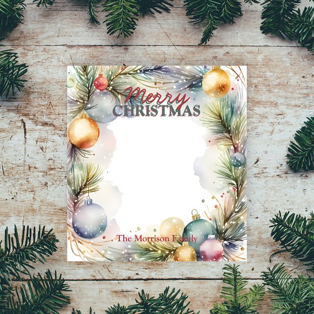 Festive Border of Pine Branches Christmas Notepad (Creator Uploaded)