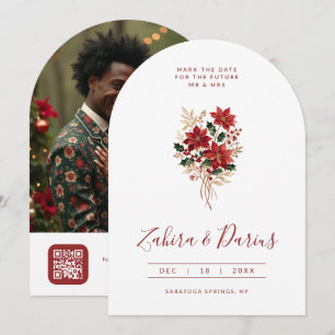 Festive Botanical Christmas Wedding Photo TLW26 Save The Date