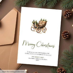 Festive Botanical Custom Christmas Greeting Card