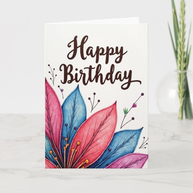 Festive Botanical Leaf Card (Front)
