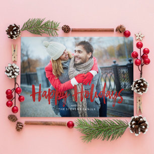 Festive Bows Happy Holidays Photo Holiday Card