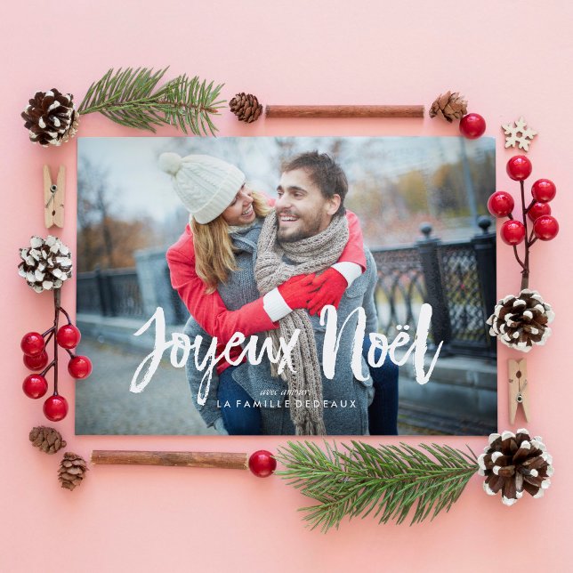 Festive Bows Joyeux Noël Holiday Card (Creator Uploaded)