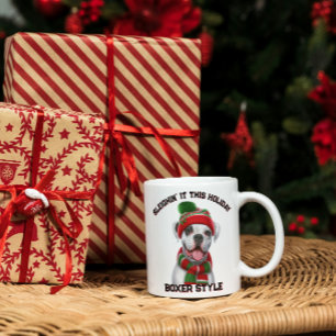 Festive Boxer Dog Sleighin' It This Holiday Coffee Mug
