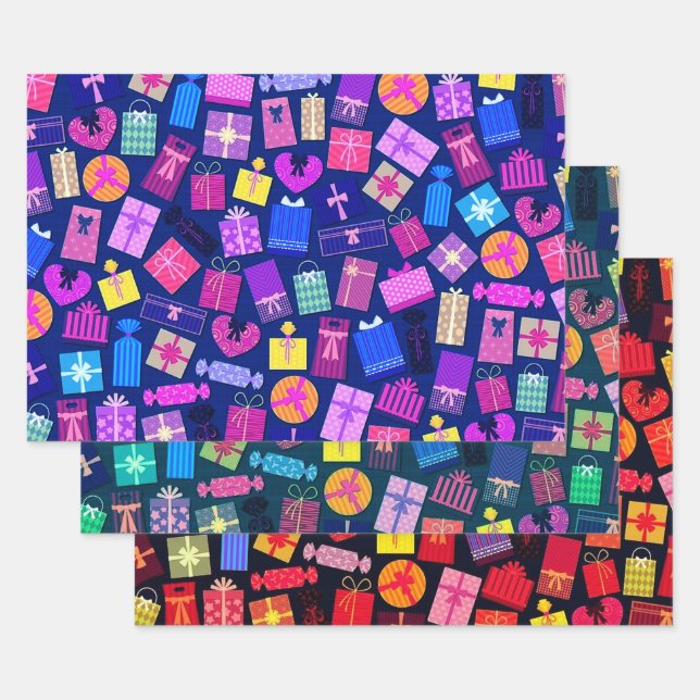 Festive Boxes & Bags Wrapping Paper Sheet (Set)