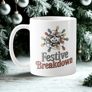 Festive Breakdown Tangled Lights Holiday Humor Coffee Mug