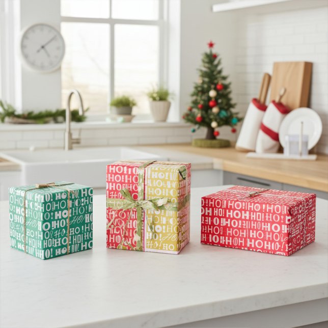 Festive Bright and Colourful "HO! HO! HO! Christma Wrapping Paper Sheet (Creator Uploaded)