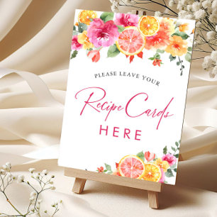 Festive Bright Citrus Bridal Recipe Card Sign