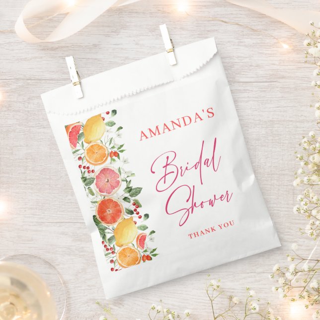Festive Bright Floral Citrus Slice Bridal Shower Favour Bag (Clipped)