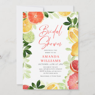 Festive Bright Floral Citrus Slice Bridal Shower Invitation
