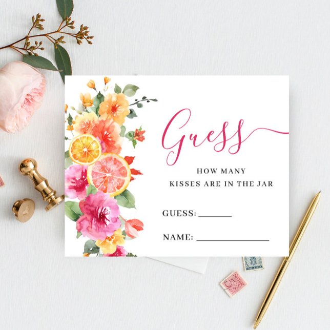 Festive Bright Flower Guess How Many Game Card (Creator Uploaded)