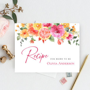 Festive Bright Flowers Citrus Bridal Recipe Card