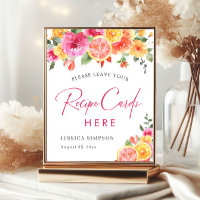 Festive Bright Flowers Citrus Bridal Recipe Card