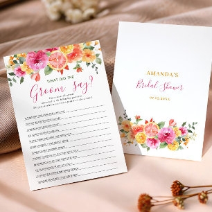 Festive Bright Flowers Citrus Bridal Shower Game Invitation