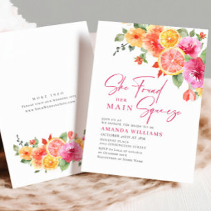 Festive Bright Flowers Floral Citrus Bridal Brunch Invitation