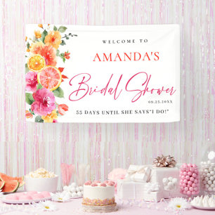 Festive Bright Flowers Floral Citrus Bridal Shower Banner