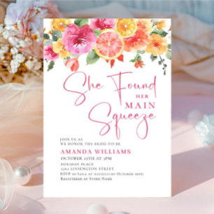 Festive Bright Flowers Floral Citrus Bridal Shower Invitation
