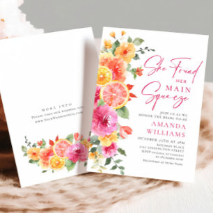 Festive Bright Flowers Floral Citrus Bridal Shower Invitation