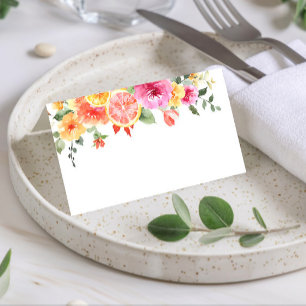 Festive Bright Flowers Floral Citrus Bridal Shower Place Card
