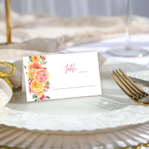 Festive Bright Flowers Floral Citrus Bridal Shower Place Card