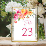 Festive Bright Flowers Floral Citrus Bridal Shower Table Number<br><div class="desc">Stylish editable easy to use wedding templates,  more items (invitations,  rsvp,  thank you cards,  stationery & decor) with the same design are available in the store. For further customisation,  please click the "Personalise this template",  then "Edit using Design Tool". If you need help or matching items,  please contact me.</div>