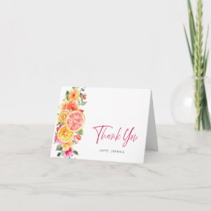 Festive Bright Flowers Floral Citrus Thank You Card