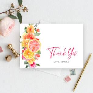 Festive Bright Flowers Floral Citrus Thank You Card