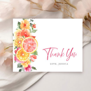 Festive Bright Flowers Floral Citrus Thank You Postcard