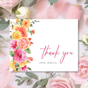 Festive Bright Flowers Floral Citrus Thank You Postcard