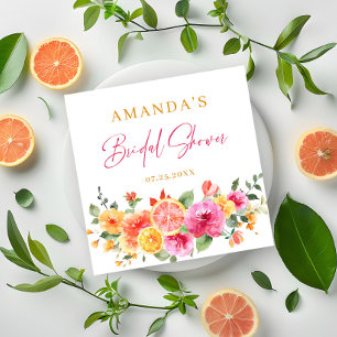 Festive Bright Flowers Slice Citrus Bridal Shower Napkin