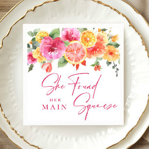 Festive Bright Flowers Slice Citrus Bridal Shower Napkin