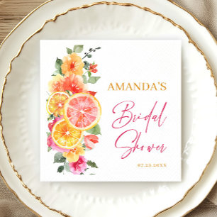 Festive Bright Flowers Slice Citrus Bridal Shower Napkin