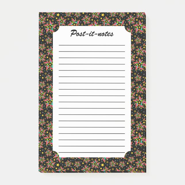 Festive Bright Merry Holiday Star Post-it Notes (Front)