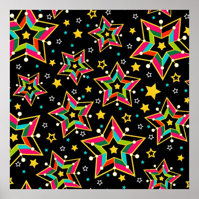 Festive Bright Merry Holiday Star Poster (Front)