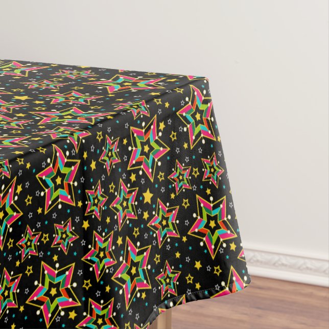 Festive Bright Merry Holiday Star Tablecloth (In Situ)