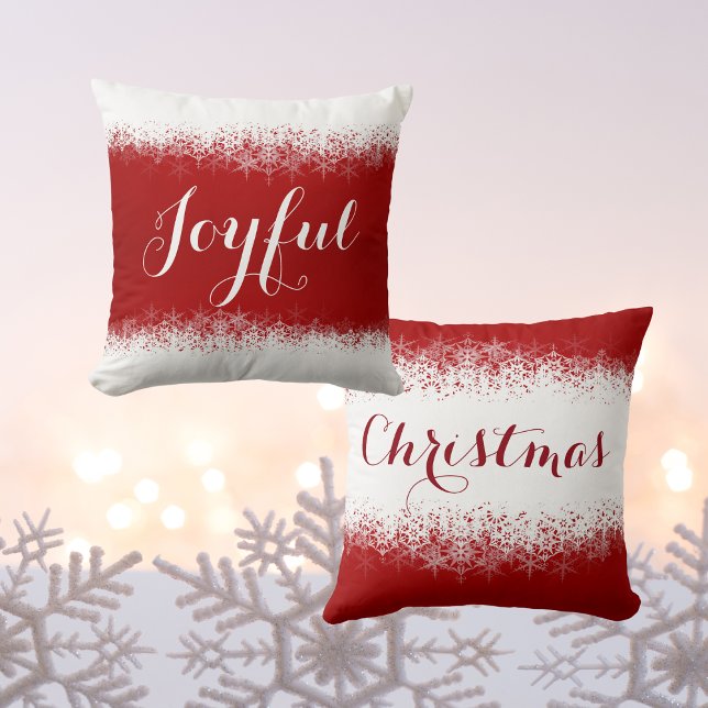 Festive, Bright, Red & White Snowflake Throw Pillo Cushion (Creator Uploaded)