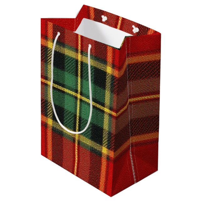 Festive Bright Tartan Medium Gift Bag (Back Angled)