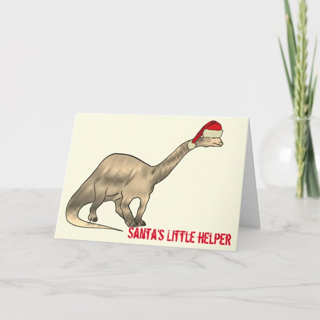 Festive Brontosaurus Santa Funny Dinosaur Slogan Card (Front)