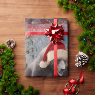 Festive Brown Bear Christmas wrapping paper
